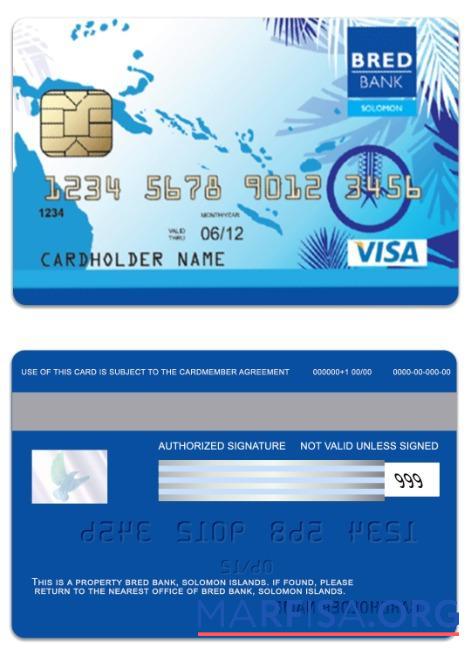 Realistic Solomon Islands BRED Bank visa individual card example